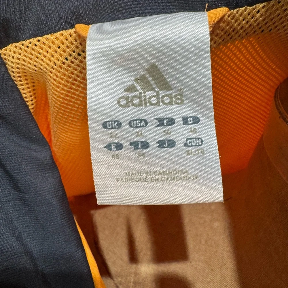 Adidas Vibrant Orange Grey Women‎ Zip Up Wind Breaker Jacket With Pockets XL